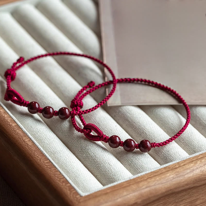 Nimara Ritual Handmade Cinnabar Beads Calm Blessing Braided Rope Bracelet
