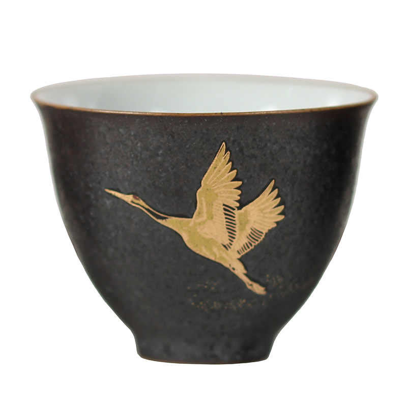Nimara Ritual Small Hand-painted Golden Crane Ceramic Teacup Kung Fu Tea Cup 40ml