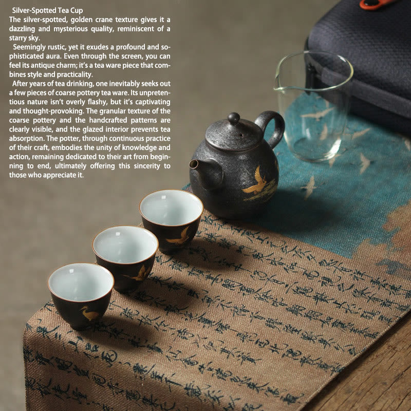 Nimara Ritual Small Hand-painted Golden Crane Ceramic Teacup Kung Fu Tea Cup 40ml