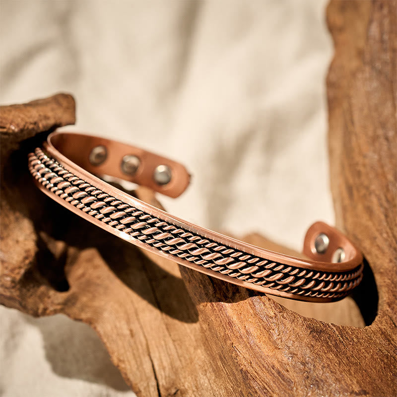 Nimara Ritual Simple Twisted Design Copper Balance Luck Open Cuff Bracelet Bangle