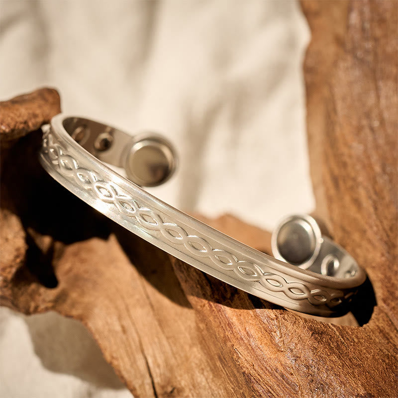 Nimara Ritual Interwoven Loop Pattern Copper Balance Luck Open Cuff Bracelet Bangle