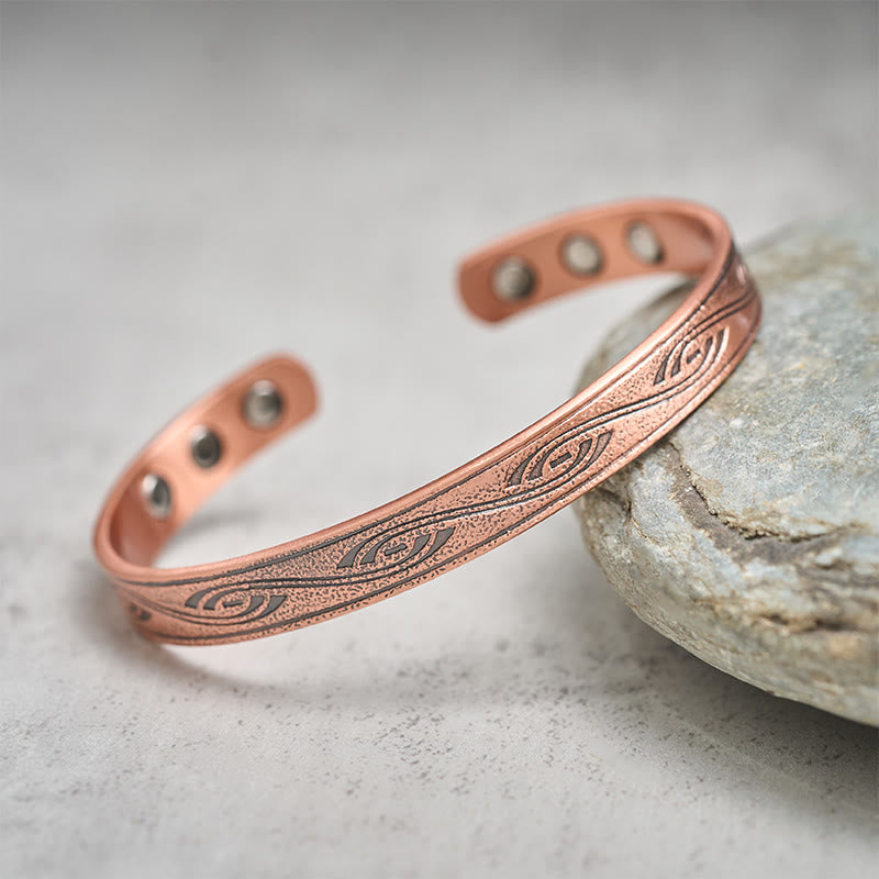 Nimara Ritual Spiral Pattern Copper Balance Open Adjustable Cuff Bracelet Bangle