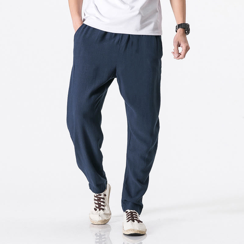 Nimara Ritual Drawstring Elastic Waist Ankle-Length Men's Polyester Pants With Pockets