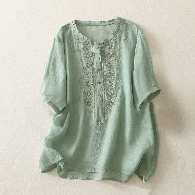 Nimara Ritual Summer Floral Pattern Crew Neck Short Sleeve Women's Polyester Shirt