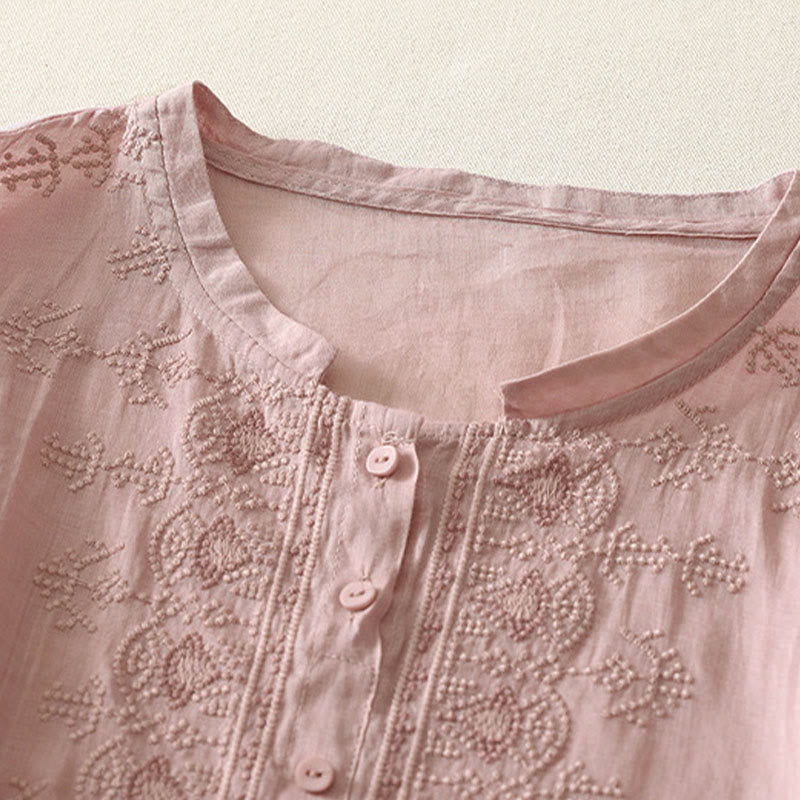 Nimara Ritual Summer Floral Pattern Crew Neck Short Sleeve Women's Polyester Shirt