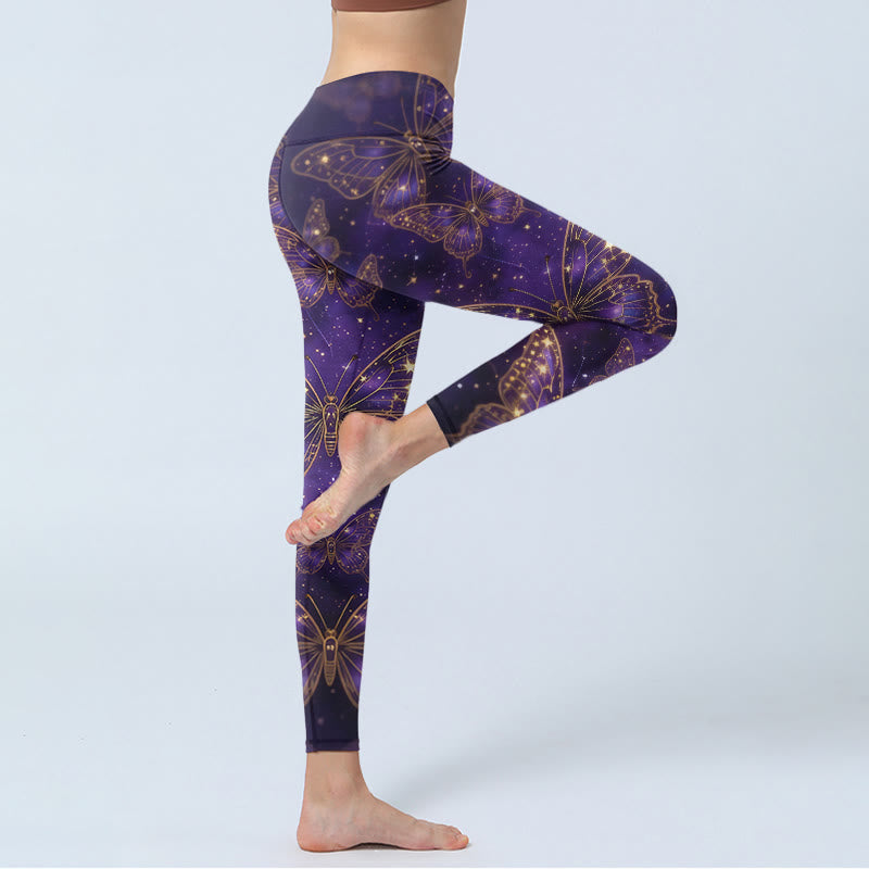 Nimara Ritual Romantic Style Butterfly Pattern Print Gym Leggings Women's Yoga Pants