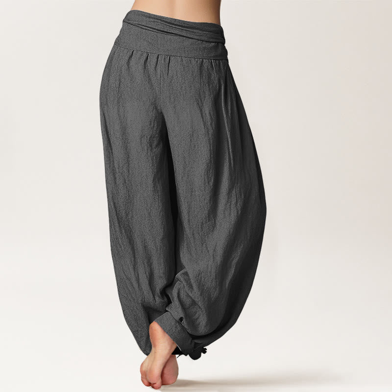 Nimara Ritual Pure Cotton Concise Sun Moon Geometric Pattern Women's Elastic Waist Harem Pants