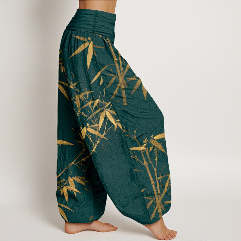 Nimara Ritual Pure Cotton Classical Bamboo Pattern Women's Elastic Waist Harem Pants
