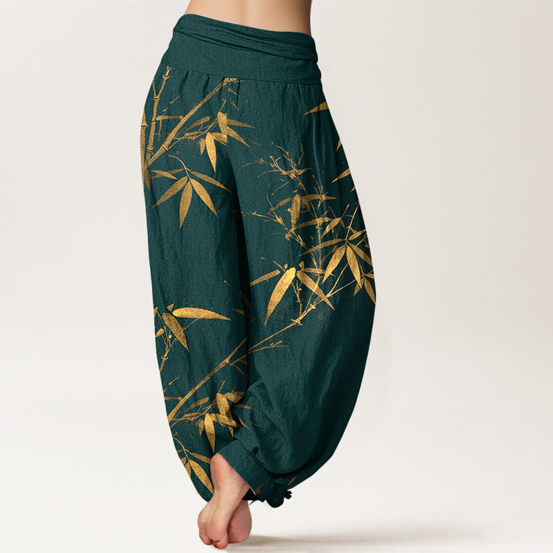Nimara Ritual Pure Cotton Classical Bamboo Pattern Women's Elastic Waist Harem Pants