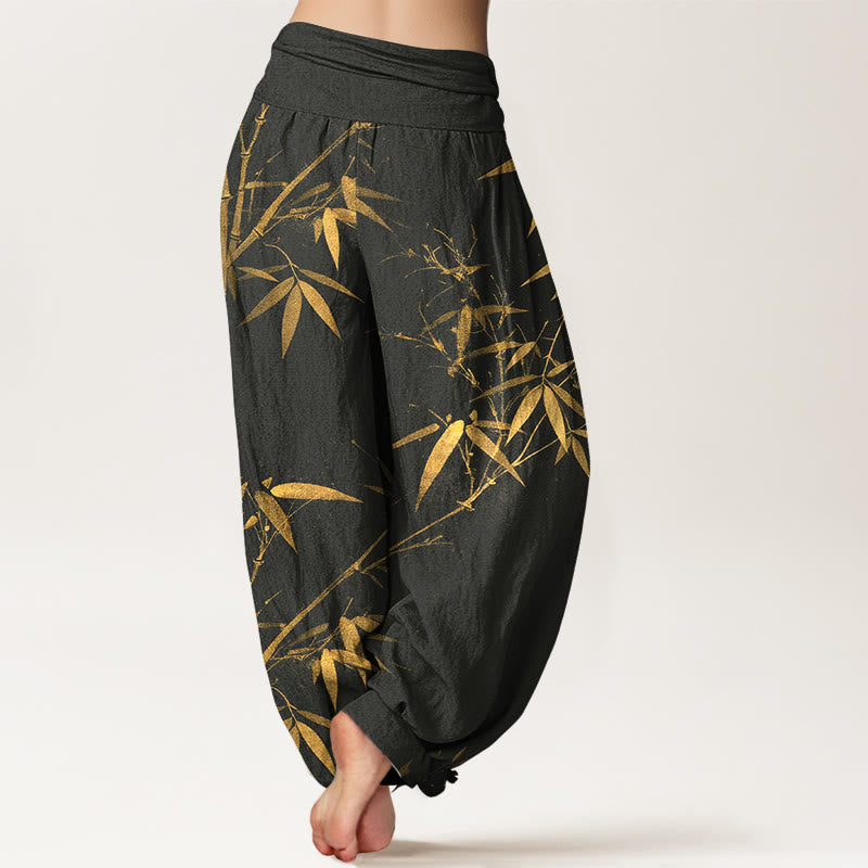 Nimara Ritual Pure Cotton Classical Bamboo Pattern Women's Elastic Waist Harem Pants