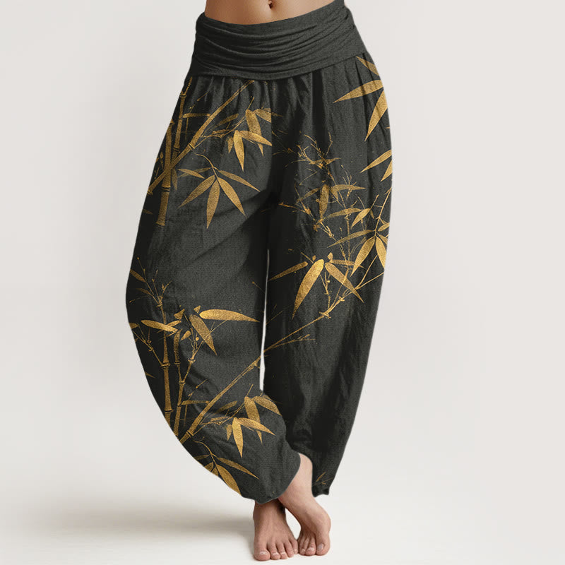 Nimara Ritual Pure Cotton Classical Bamboo Pattern Women's Elastic Waist Harem Pants