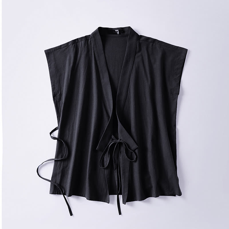 Nimara Ritual Summer Solid Color V-Neck Sleeveless Men's Cotton Linen Vest