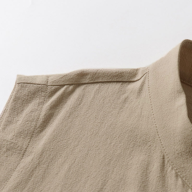 Nimara Ritual Summer Solid Color Stand Collar Men's Cotton Linen Sleeveless Vest