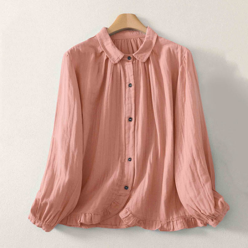 Nimara Ritual Solid Color Crew Neck Long Sleeve Women's Polyester Shirt