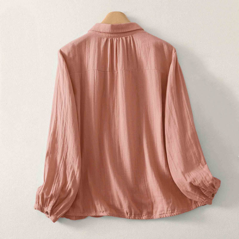 Nimara Ritual Solid Color Crew Neck Long Sleeve Women's Polyester Shirt