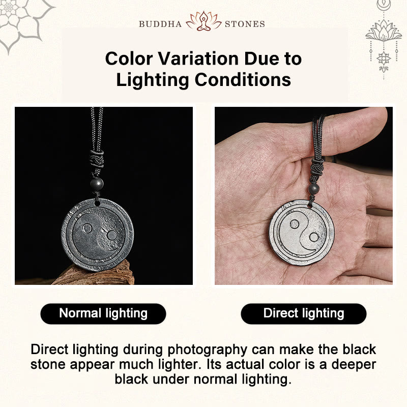 Nimara Ritual Natural Authentic Shungite Stone Carved Yin Yang Protection Necklace Pendant