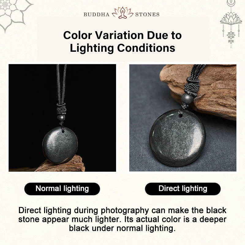 Nimara Ritual Geometric Round Authentic Shungite Stone Rope Inner Strength Necklace Pendant
