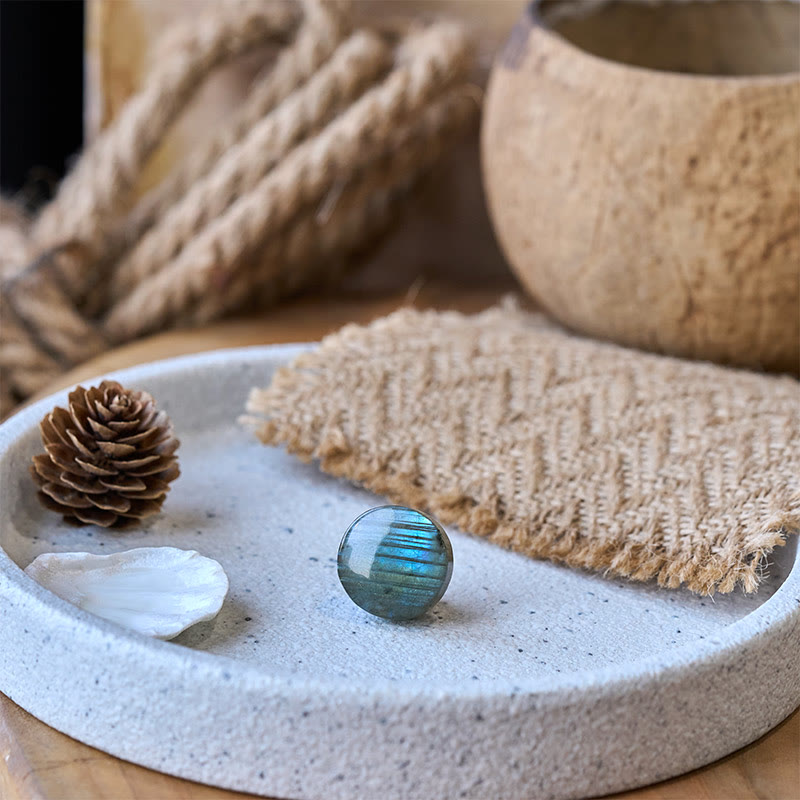 Nimara Ritual Natural Round Labradorite Healing Figurine Decoration