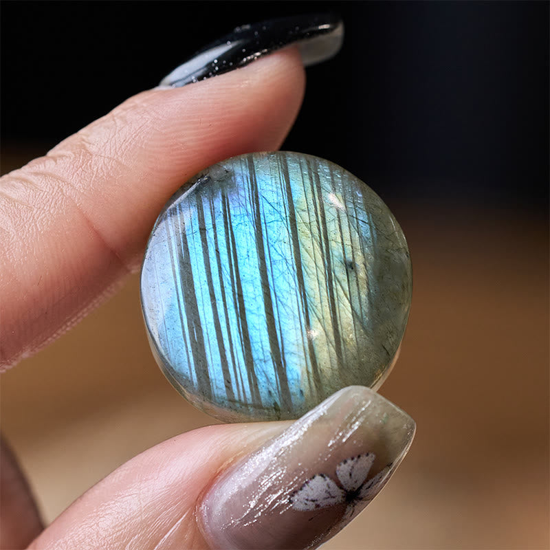 Nimara Ritual Natural Round Labradorite Healing Figurine Decoration