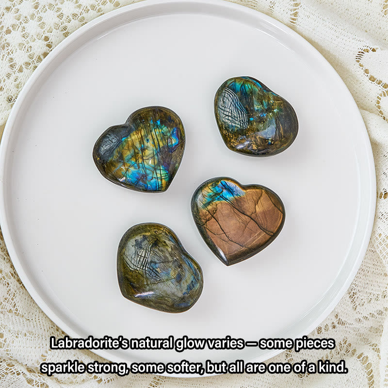 Nimara Ritual Natural Heart Stone Labradorite Healing Cure Figurine Decoration