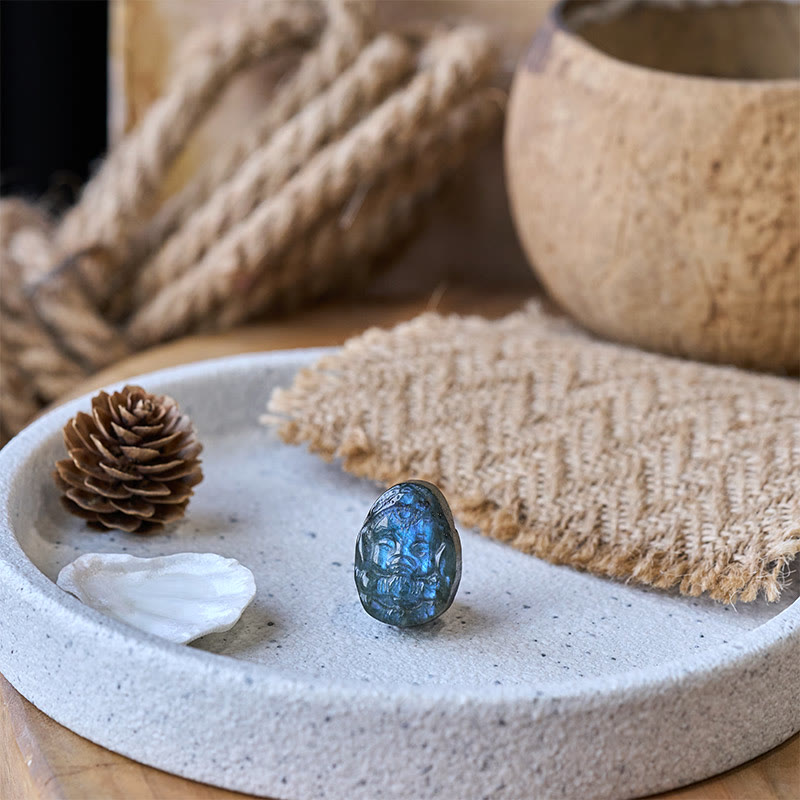 Nimara Ritual Ganesh Elephant Figurine Natural Labradorite Healing Protection Statue Home Decoration