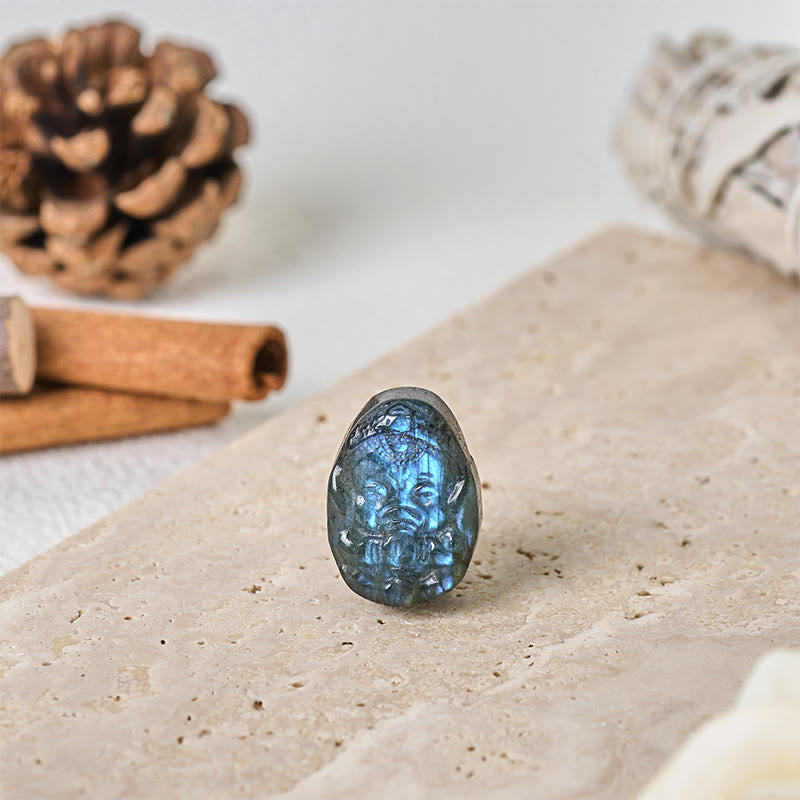 Nimara Ritual Ganesh Elephant Figurine Natural Labradorite Healing Protection Statue Home Decoration