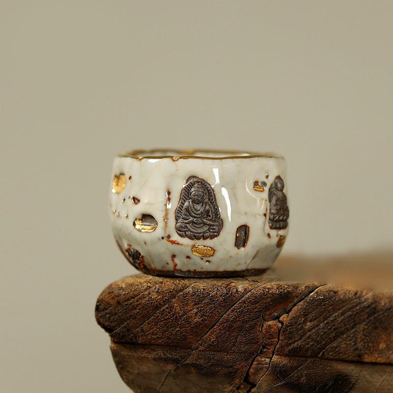 Nimara Ritual Hand-painted Dunhuang Buddha Shino Ceramic Teacup Kung Fu Tea Cup