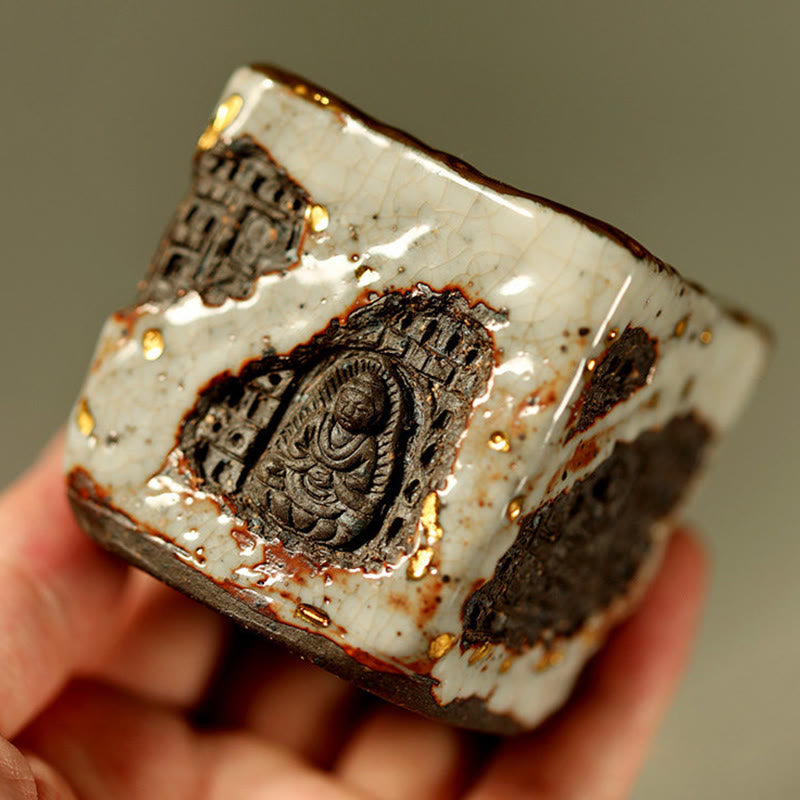 Nimara Ritual Hand-painted Dunhuang Buddha Shino Ceramic Teacup Kung Fu Tea Cup