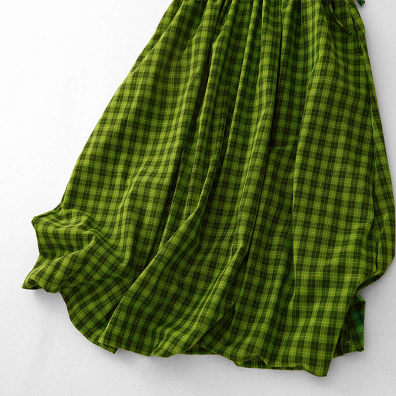 Nimara Ritual Sleeveless Plaid Summer Midi Dress With Pockets