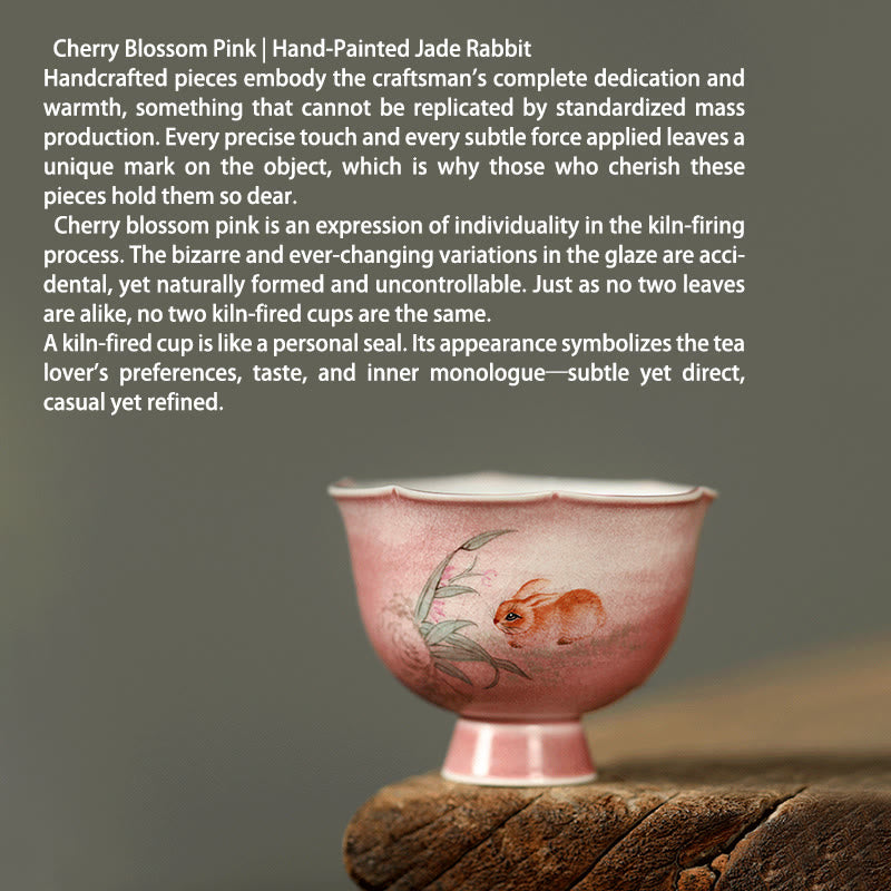 Nimara Ritual Hand-painted Rabbit Orchid Flower Begonia Ceramic Teacup Kung Fu Tea Cup 75ml