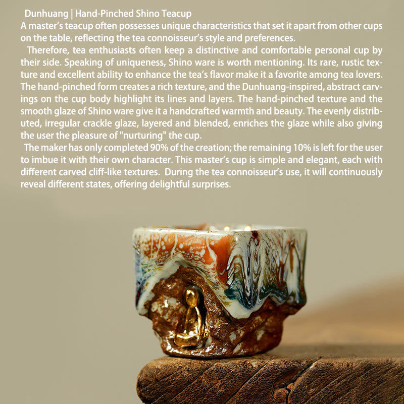 Nimara Ritual Hand-painted Dunhuang Meditating Buddha Shino Ceramic Teacup Kung Fu Tea Cup