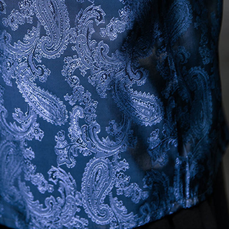 Nimara Ritual Summer Cashew Flowers Pattern Men's Frog-Button Half Sleeve Shirts