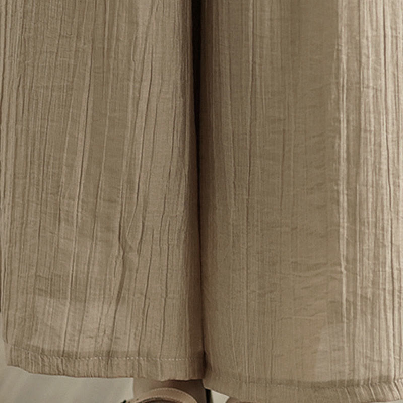 Nimara Ritual Solid Color Elastic Waist Design Capri Cropped Women's Wide Leg Pants