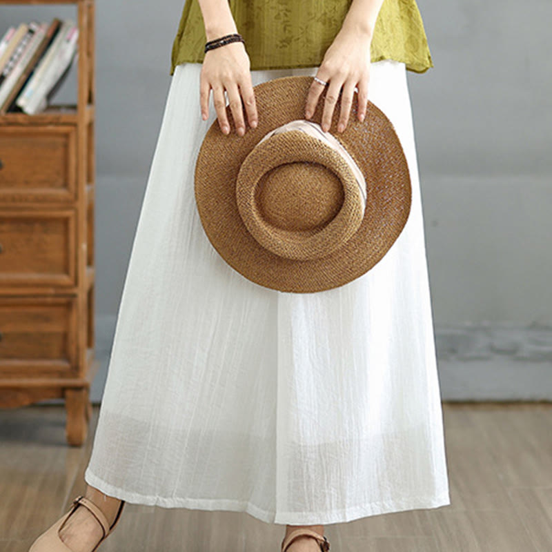 Nimara Ritual Solid Color Elastic Waist Design Capri Cropped Women's Wide Leg Pants