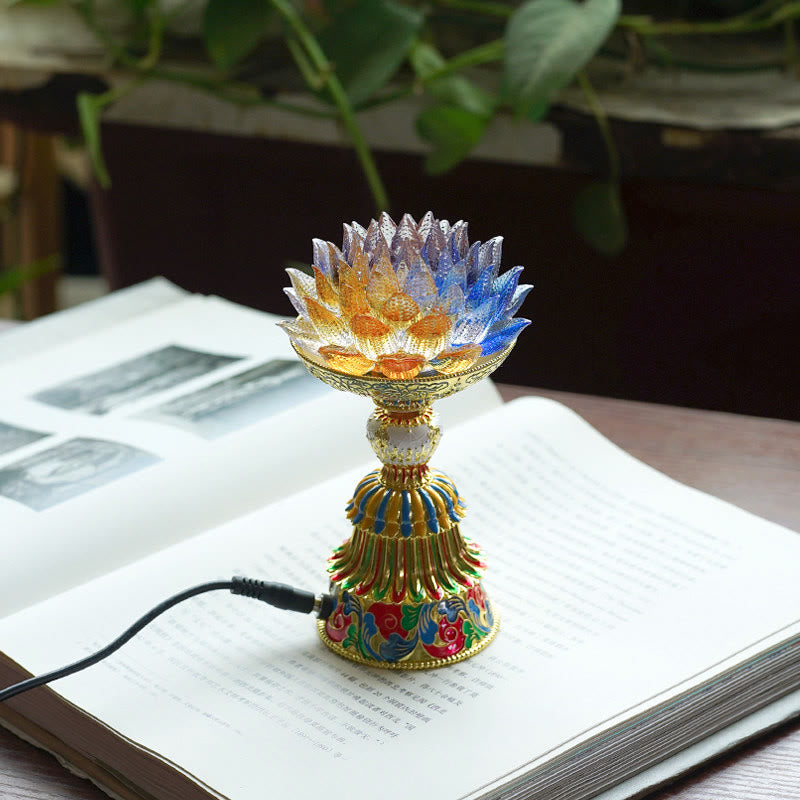 Nimara Ritual Lotus Liuli Glass Eight Auspicious Symbols Base Enlightenment Home Decoration