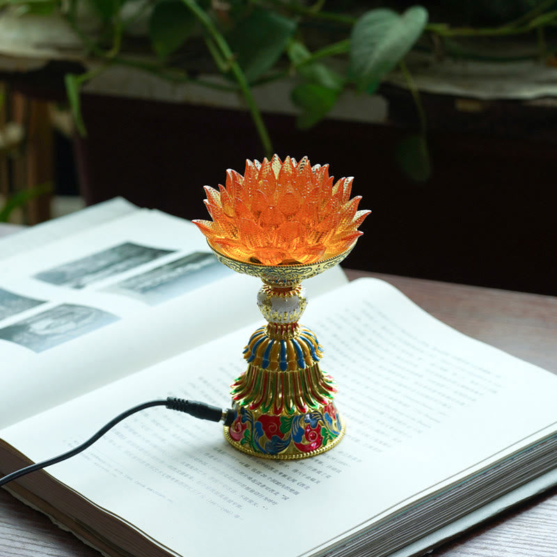 Nimara Ritual Lotus Liuli Glass Eight Auspicious Symbols Base Enlightenment Home Decoration