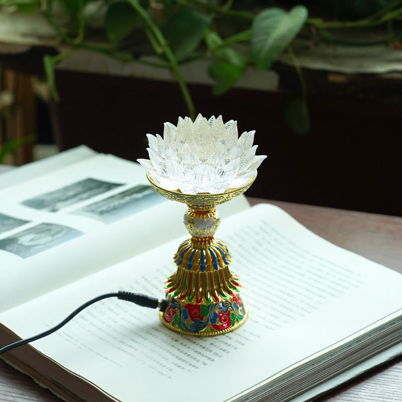 Nimara Ritual Lotus Liuli Glass Eight Auspicious Symbols Base Enlightenment Home Decoration