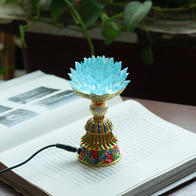 Nimara Ritual Lotus Liuli Glass Eight Auspicious Symbols Base Enlightenment Home Decoration