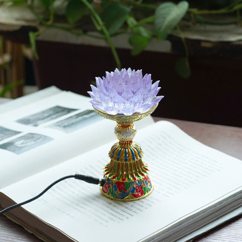 Nimara Ritual Lotus Liuli Glass Eight Auspicious Symbols Base Enlightenment Home Decoration