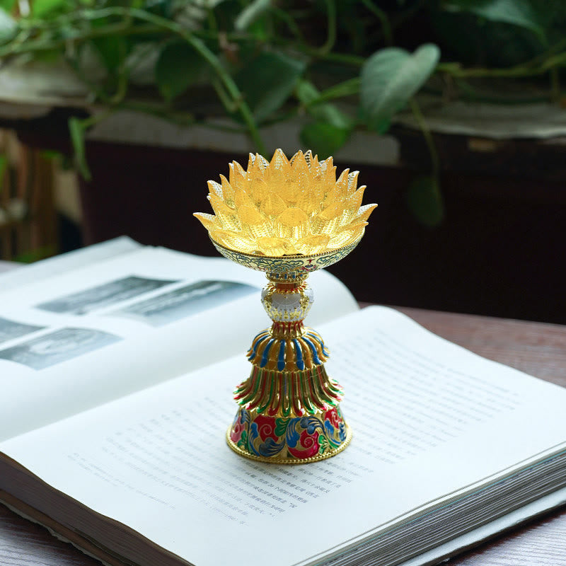 Nimara Ritual Lotus Liuli Glass Eight Auspicious Symbols Base Enlightenment Home Decoration