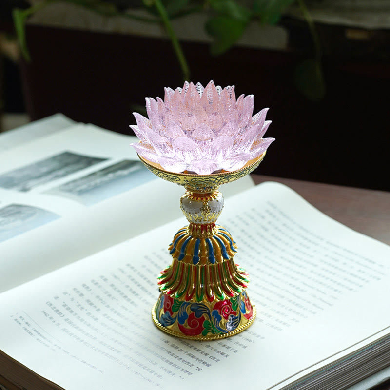Nimara Ritual Lotus Liuli Glass Eight Auspicious Symbols Base Enlightenment Home Decoration