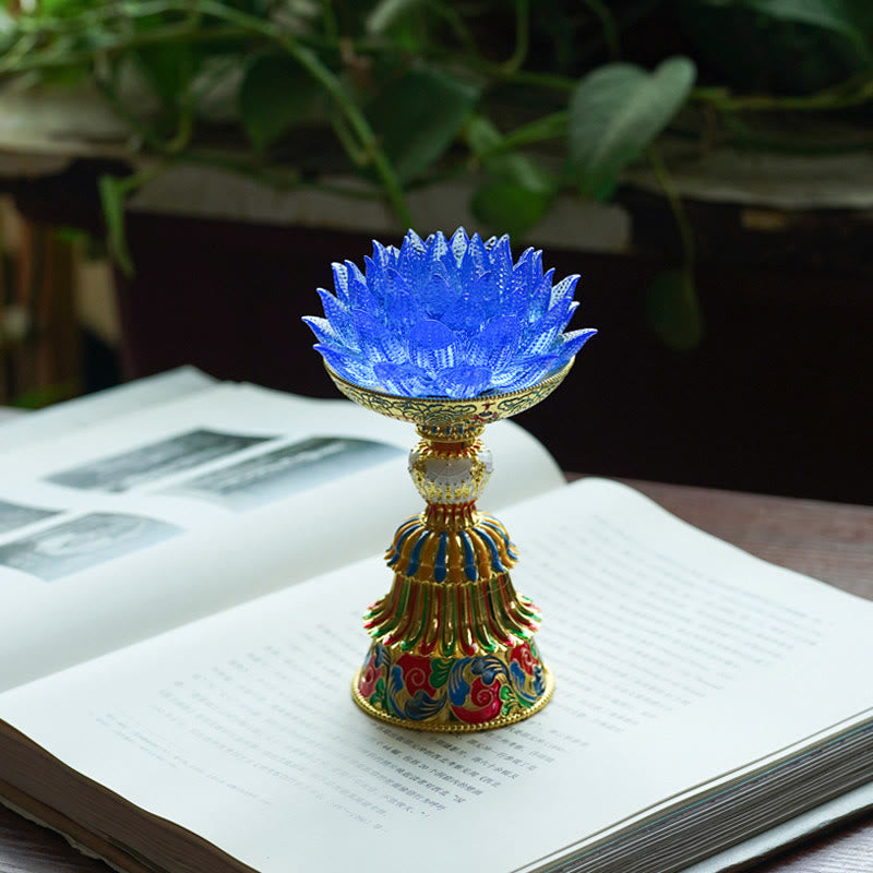 Nimara Ritual Lotus Liuli Glass Eight Auspicious Symbols Base Enlightenment Home Decoration