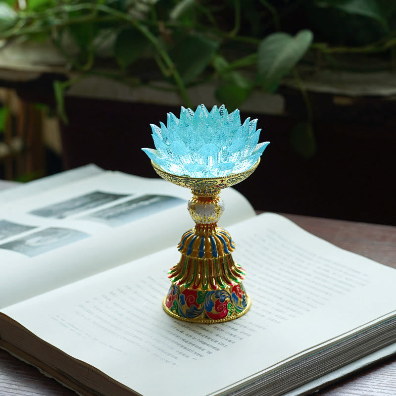 Nimara Ritual Lotus Liuli Glass Eight Auspicious Symbols Base Enlightenment Home Decoration