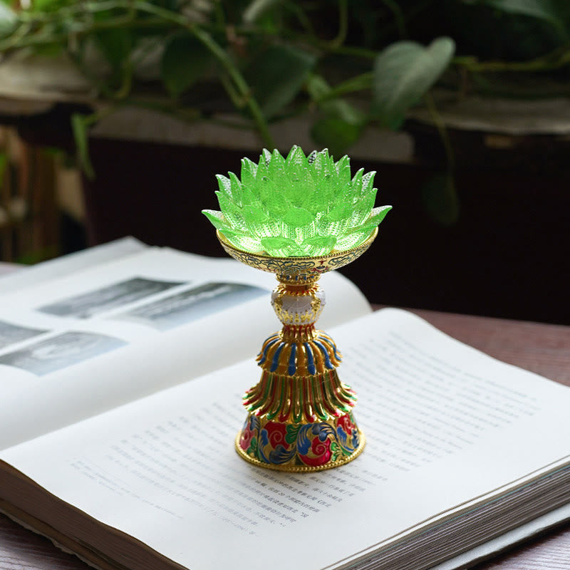 Nimara Ritual Lotus Liuli Glass Eight Auspicious Symbols Base Enlightenment Home Decoration