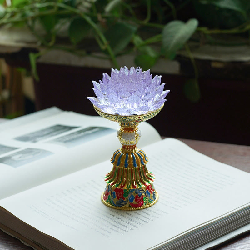 Nimara Ritual Lotus Liuli Glass Eight Auspicious Symbols Base Enlightenment Home Decoration