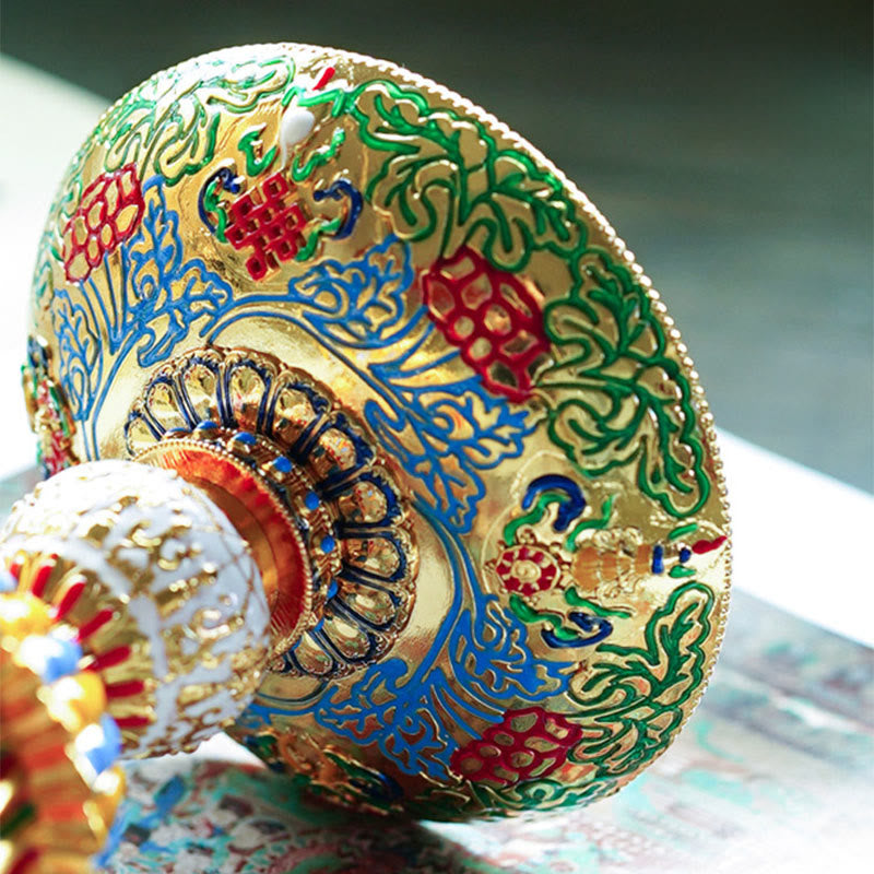 Nimara Ritual Lotus Liuli Glass Eight Auspicious Symbols Base Enlightenment Home Decoration