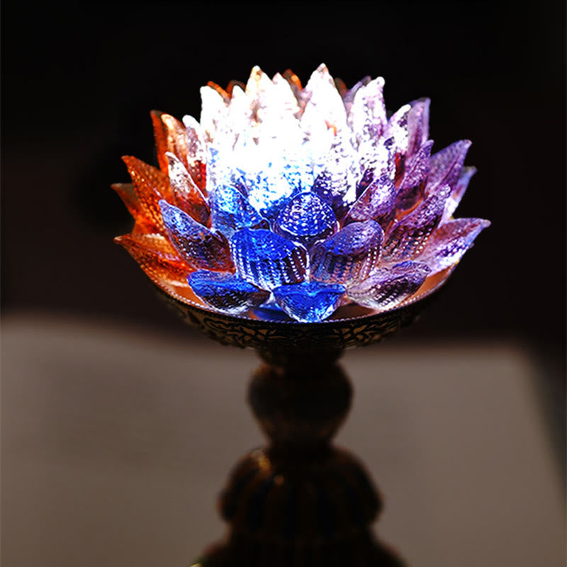Nimara Ritual Lotus Liuli Glass Eight Auspicious Symbols Base Enlightenment Home Decoration