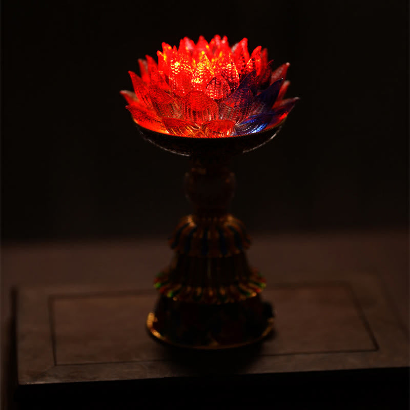 Nimara Ritual Lotus Liuli Glass Eight Auspicious Symbols Base Enlightenment Home Decoration