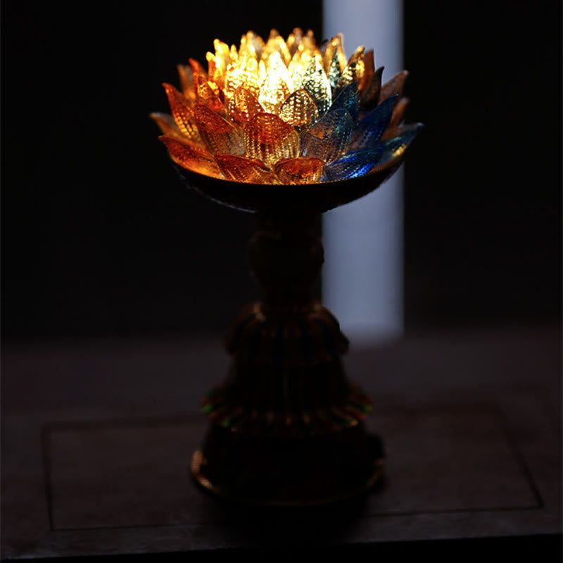 Nimara Ritual Lotus Liuli Glass Eight Auspicious Symbols Base Enlightenment Home Decoration