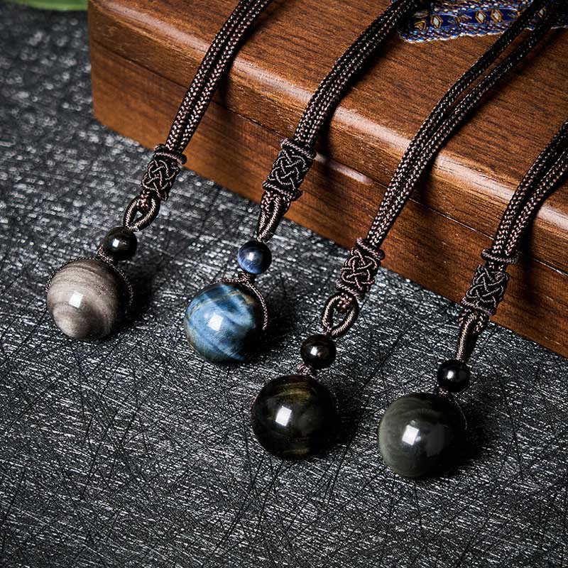 Nimara Ritual Tiger's Eye Silver Sheen Obsidian Gold Sheen Obsidian Rainbow Obsidian Positive Necklace Pendant